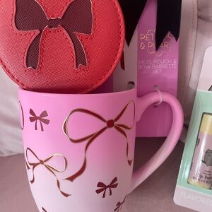 Petal & Pearl Pink Mug with Bow Accents
